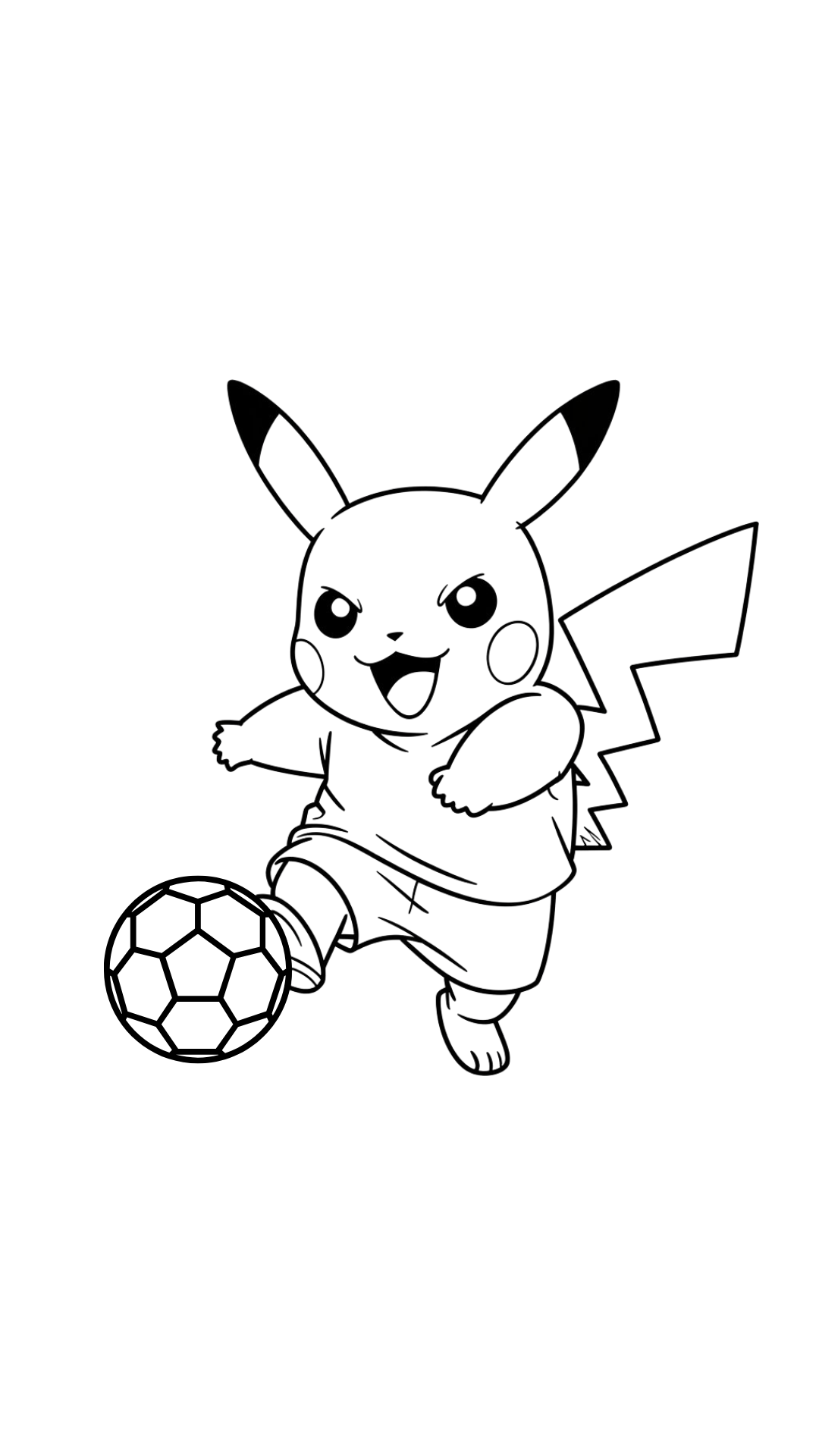 Kleurplaat Pikachu die voetbal speelt