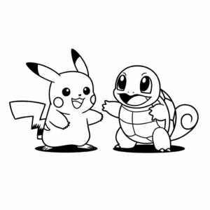 kleurplaten pokemon squirtle en pikachu