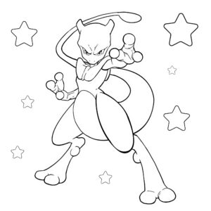 pokemon kleurplaat Mewtwo​ mega