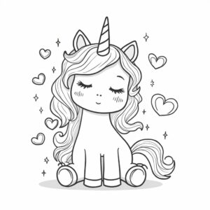 Värityssivut yksisarviset sydämet harjat