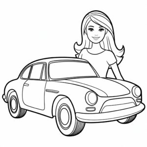 barbie autó színező oldal