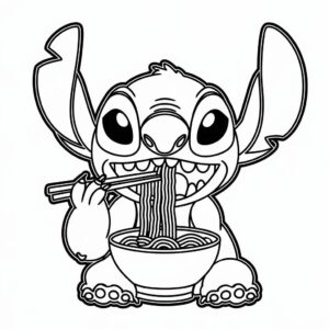 cute stitch en angel kleurplaat