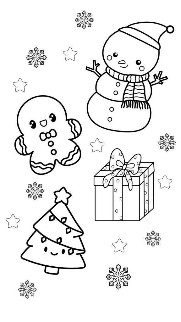 coloriage noel kawaii