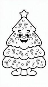 kerstboom kleurplaat cartoon vrolijk