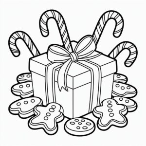 kerstcadeautjes snoepjes kleurplaat kinderen