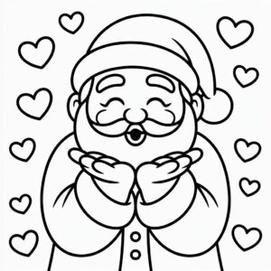 kerstman harten kleurplaat gratis
