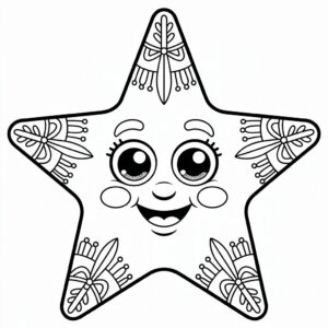 kerstster gezicht schattig gratis kleurplaat