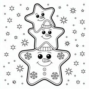 kerstster sneeuwpoppen stapelen kleurplaat