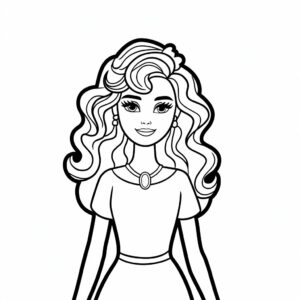 színező oldal barbie lány