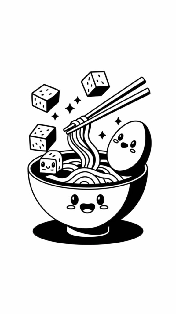 coloriage kawaii nourriture japonaise