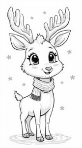 kleurplaat kerst rendier