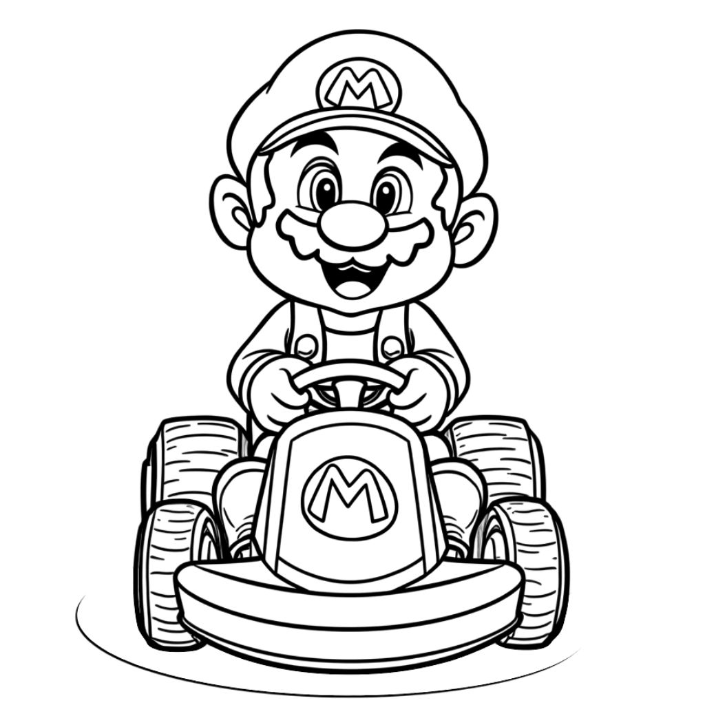 kleurplaat mario kart