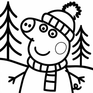 Página para colorear de Peppa Pig: Invierno