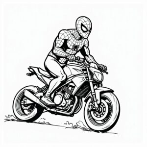 kleurplaat spiderman motor