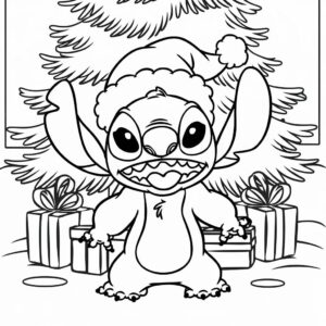 kleurplaat stitch kerst