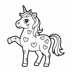 kleurplaat unicorn hartjes
