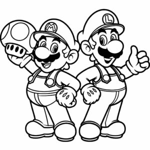 super mario e luigi da colorare