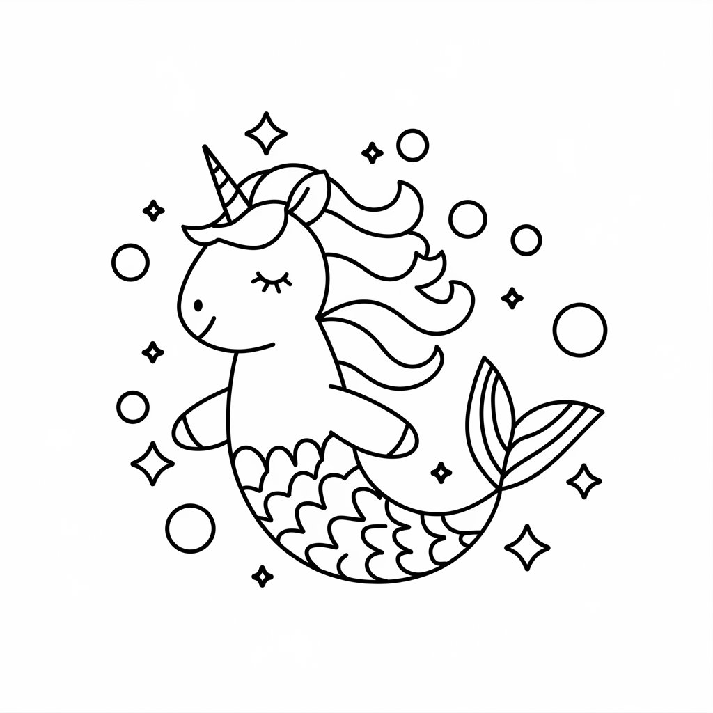 kleurplaat zeemeermin eenhoorn