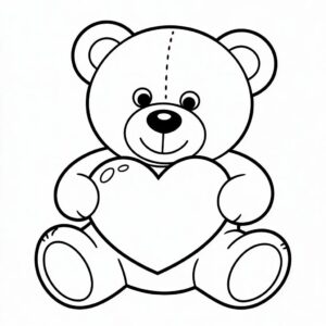 kleurplaten beertje met hartje