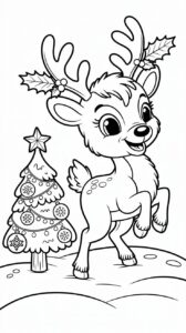 rendier kerstboom kleurplaat kinderen