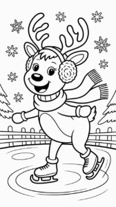 rendier schaatsen kleurplaat gratis