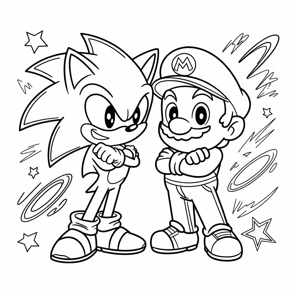 sonic en mario tekenen