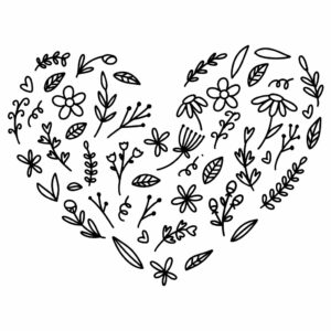 teken bloemen en hartjes
