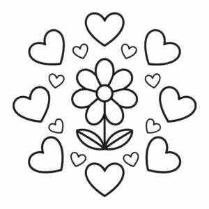 tekening hartjes en bloemen