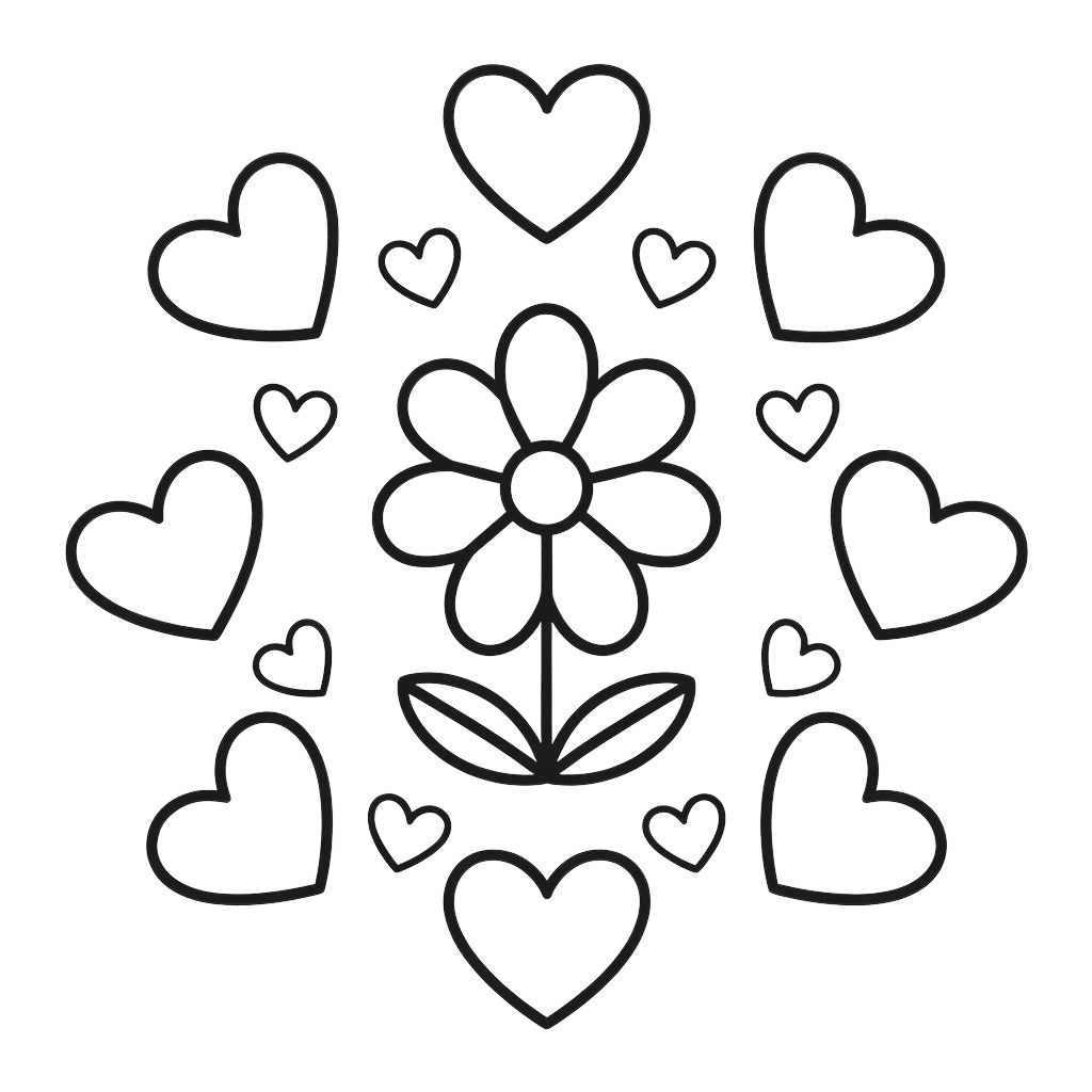 tekening hartjes en bloemen