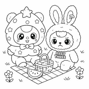 Baby Three en zijn vriendjes print