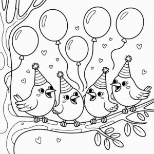 Coloriage Anniversaire avec des animaux