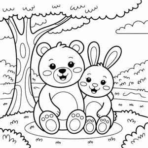 Coloriage ours et amis gratuit