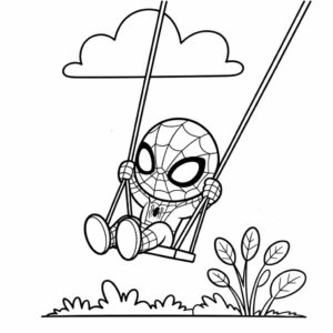 Cute Chibi Spiderman Coloring Sheet