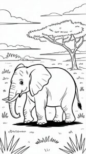 Der fröhliche Babyelefant als Ausmalbild-Set