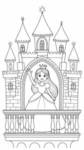 Dessin Princesse au château la nuit à imprimer free