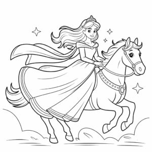 Dessin Princesse sur un cheval magique PDF à télécharger