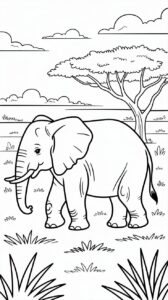 Downloadbare Malvorlagen Elefanten und Natur