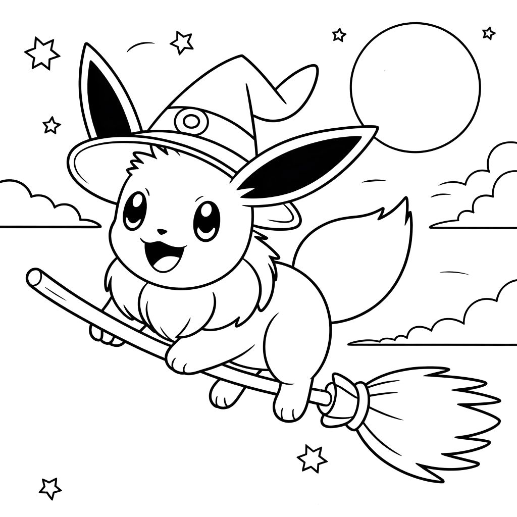 Eevee Halloween Coloring Pages