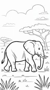 Elefanten in der Savanne – einfache Prints für Kinder