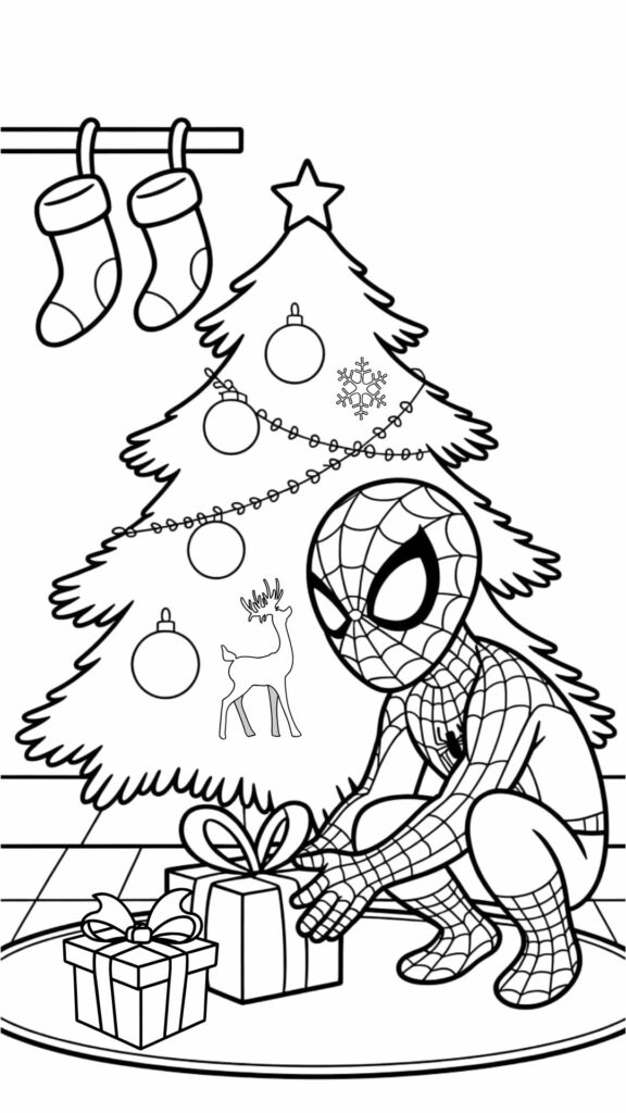 Free Printable Spiderman Christmas Coloring Pages
