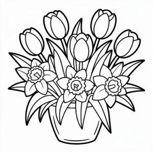 Frühlingsblumen Ausmalbilder PDF