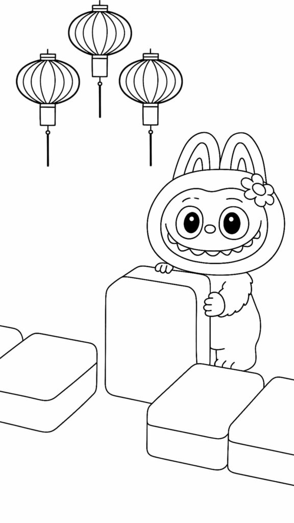 Gratis Labubu kleurplaat voor peuters en kleuters