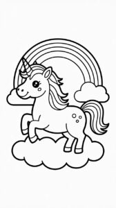 Gratis PDF met Einhörner in het Regenboogland om in te kleuren