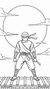 Gratis kleurplaat Stealth Ninja onder de maan