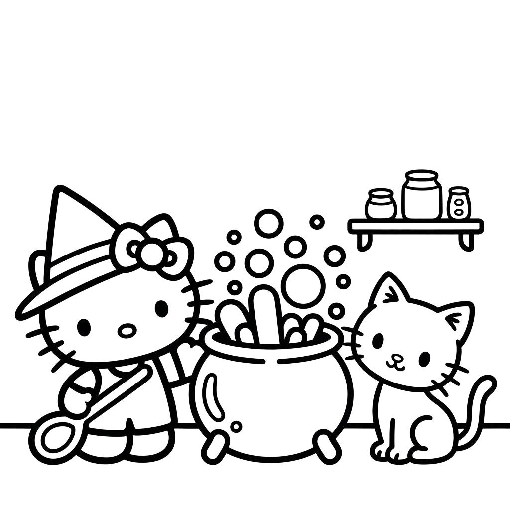HELLO KITTY HALLOWEEN COLORING