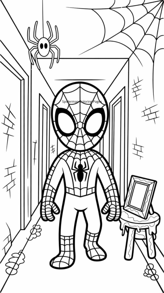 Halloween Spiderman Coloring Page
