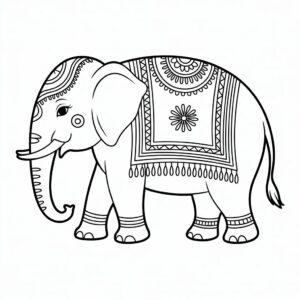 Indischer Fest-Elefant zum Ausdrucken – gratis Malvorlage