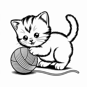 Kätzchen mit Wollknäuel Download kostenlos