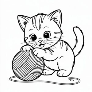 Kätzchen mit Wollknäuel zum Ausdrucken