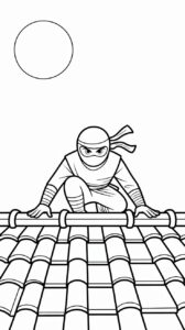 Kleurplaat om te printen – Stealth Ninja onder het maanlicht